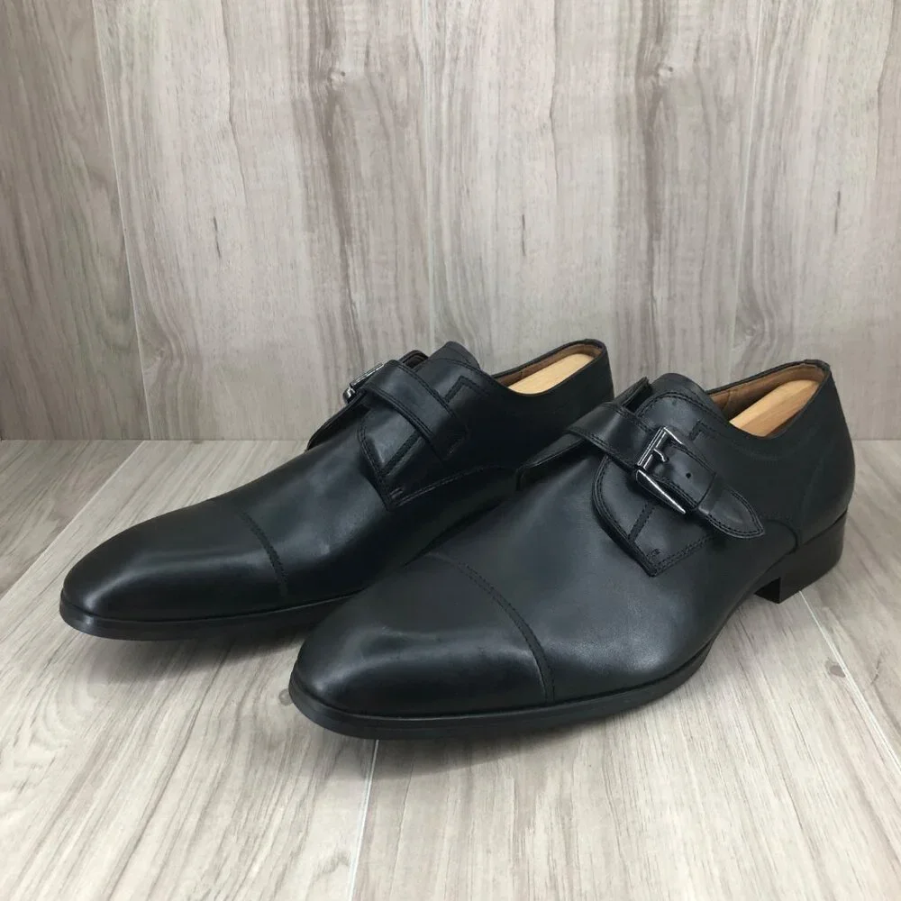 Steve Madden Shoes Mens 10.5 Covet Black Leather Buckle Strap Oxfords